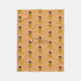 Manta Polar Fundadito claro Pequeño Patrón de Pájaro Fleece Bl