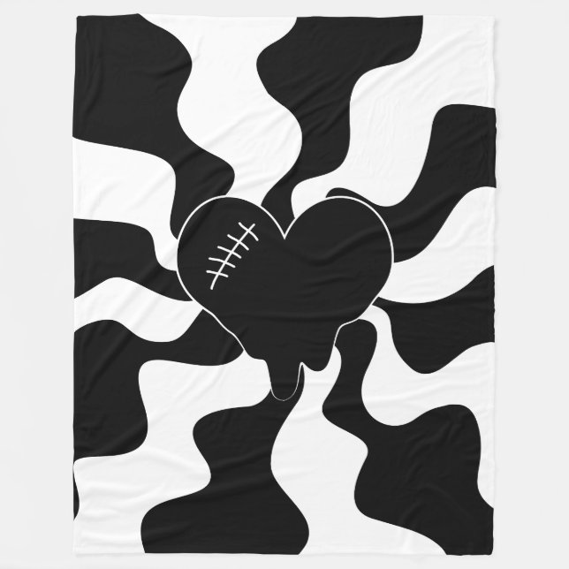 Manta Polar Fundición cardíaca en blanco y negro (Anverso)