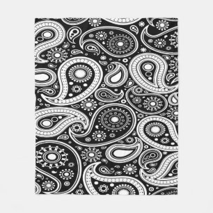 Manta Polar Fundido diseño negro y blanco Paisley diseño Funda