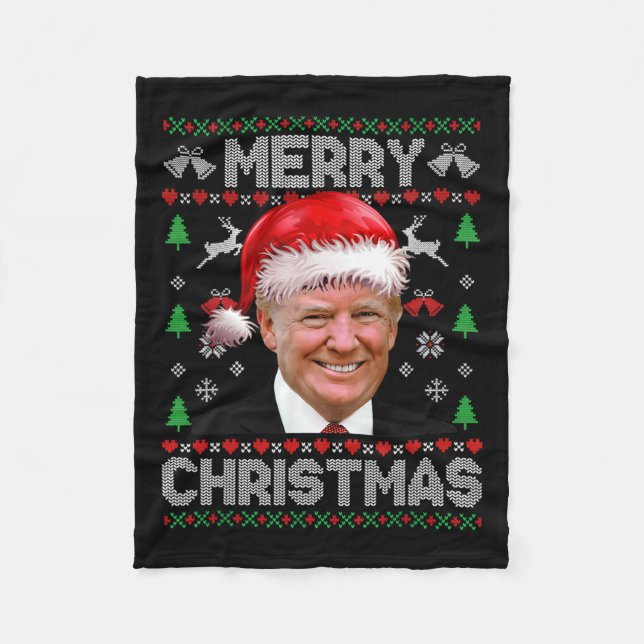 Manta Polar Funeraria familia de Navidad Donald Trump (Anverso)