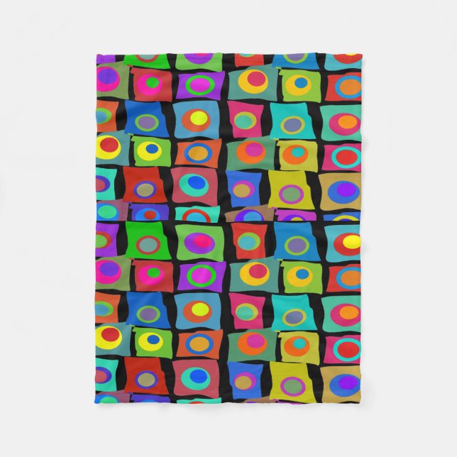 Manta Polar Funky Abstract Squares Fleece Blanket (Anverso)