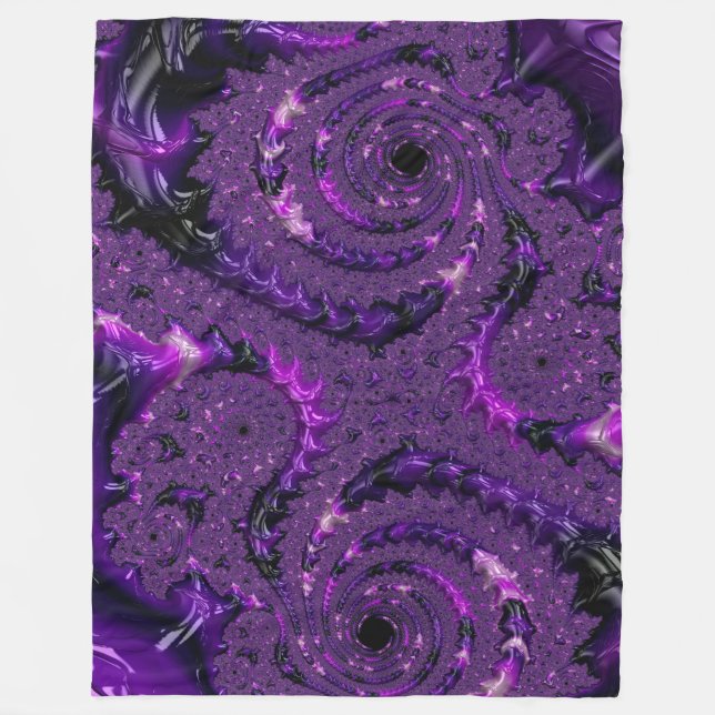 Manta Polar Funky Bold Boho Purple Digital Resumen Fractal (Anverso)