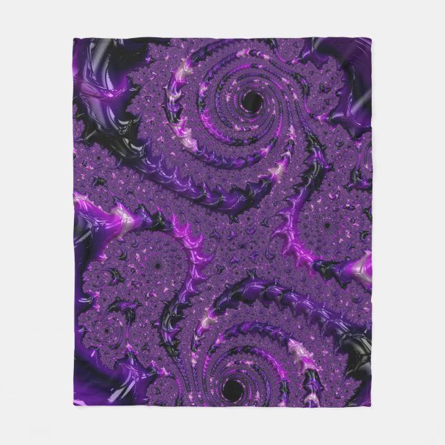 Manta Polar Funky Bold Boho Purple Digital Resumen Fractal (Anverso)