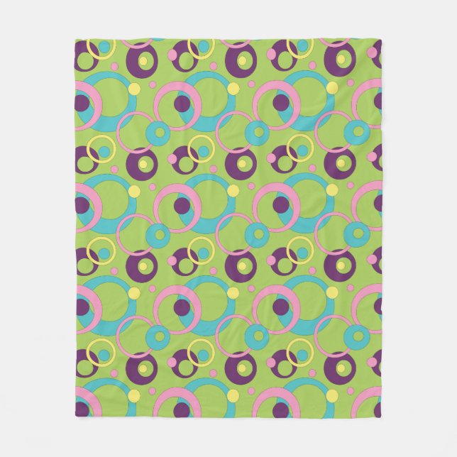 Manta Polar Funky Green Circles Fleece Blanket (Anverso)