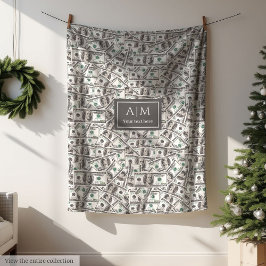 Manta Polar Funny 100 Dollar Pattern Custom Name Blanket