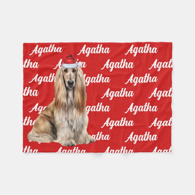 Manta Polar Funny Afghan Hound Dog Name Patterned Christmas (Frente (Horizontal))