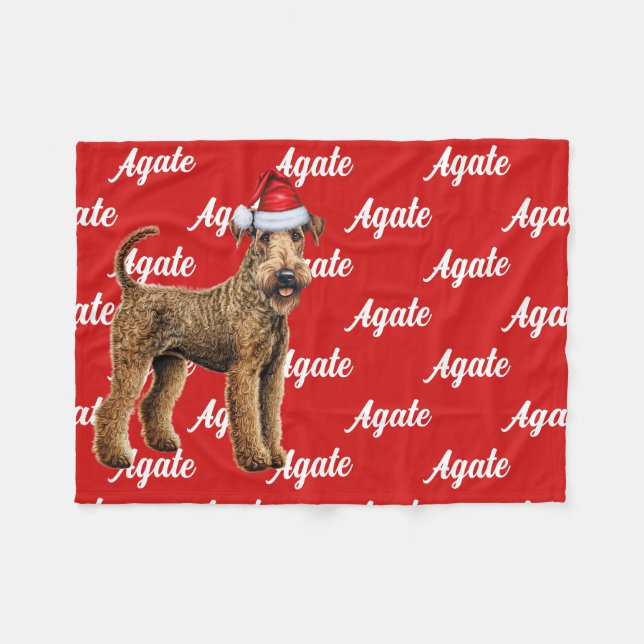 Manta Polar Funny Airedale Terrier Nombre Navidades Patterados (Frente (Horizontal))