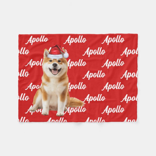 Manta Polar Funny Akita Dog Name Patterned Christmas (Frente (Horizontal))