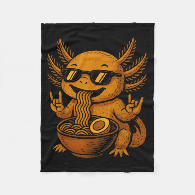 Manta Polar Funny Anime Kawaii Axolotl Eating Ramen Graphic Te (Anverso)