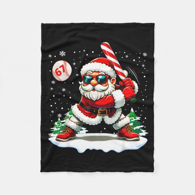 Manta Polar Funny Baseball Santa 67 Christmas Xmas Pajamas Boy (Anverso)