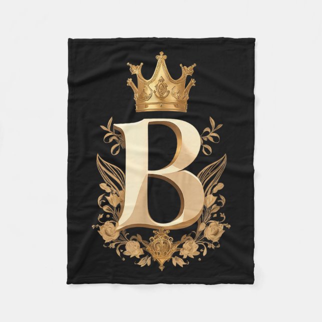 Manta Polar Funny Birthday Queen B - Letter B And Crown (bee)  (Anverso)
