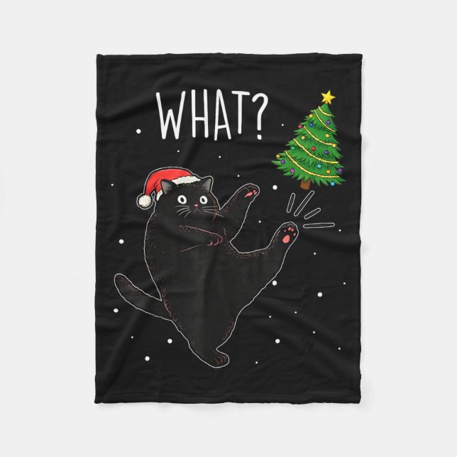 Manta Polar Funny Black Cat What_ Christmas Tree Meme Xmas Men (Anverso)