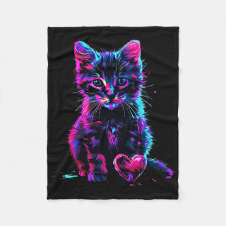 Manta Polar Funny Blacklight Glitch Art Cute Cat Kitten Valent