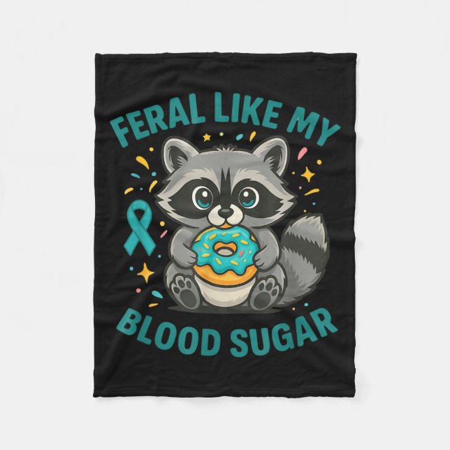 Manta Polar Funny Blood Sugar Raccoon Food Chaos Diabetes Fera (Anverso)