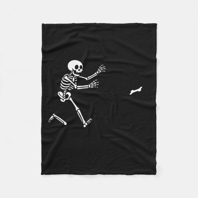 Manta Polar Funny Border Collie Running Skeleton Halloween  (Anverso)