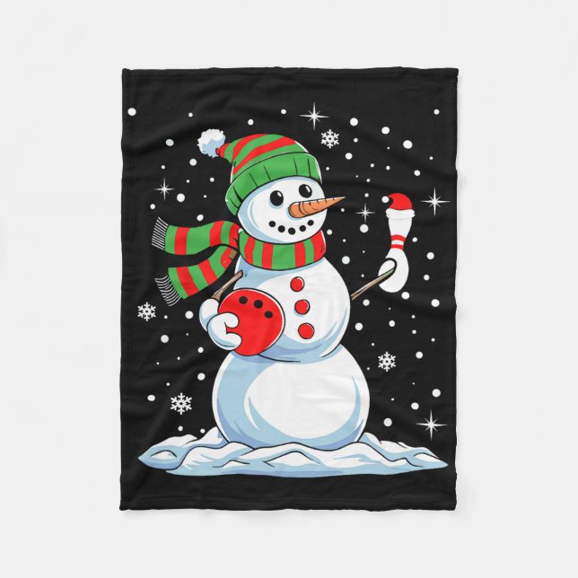 Manta Polar Funny Bowling Player Xmas luces Nieve Bowling Chri (Anverso)
