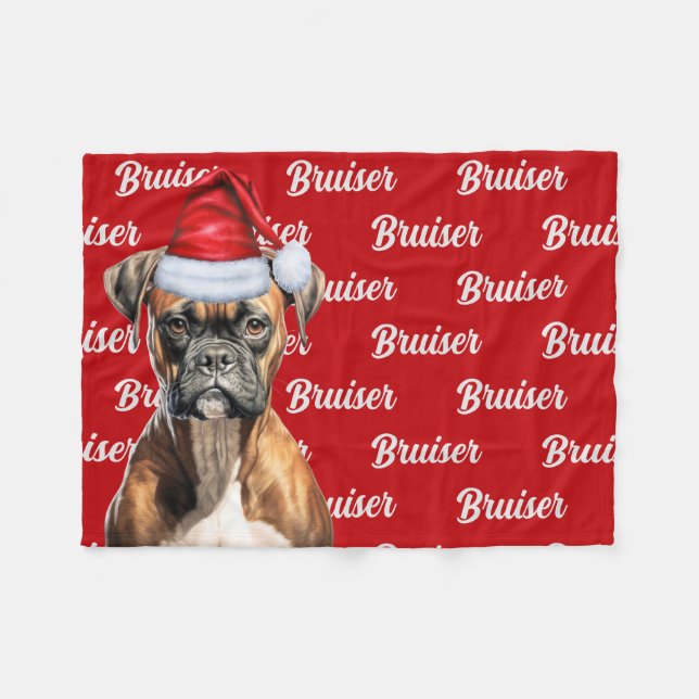 Manta Polar Funny Boxer Dog Name Pattered Navidades (Frente (Horizontal))