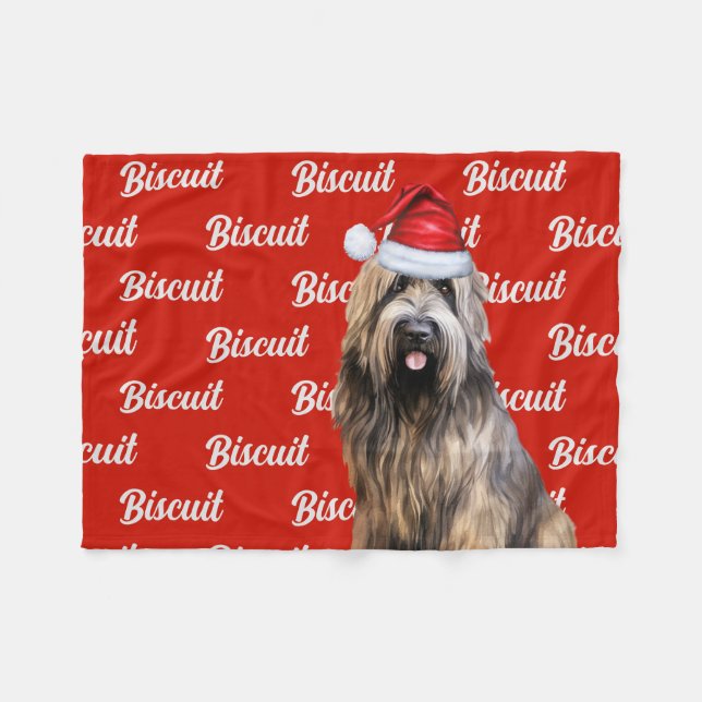 Manta Polar Funny Briard Shepherd Dog Name Pattered Navidades (Frente (Horizontal))