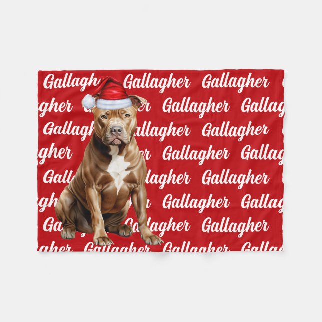 Manta Polar Funny Brown Pitbull Dog Name Pattern Navidades (Frente (Horizontal))