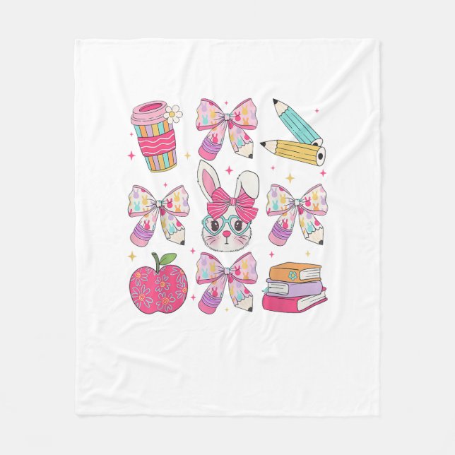 Manta Polar Funny Bunny Coquette Bow Rabbit Teacher Easter Ret (Anverso)