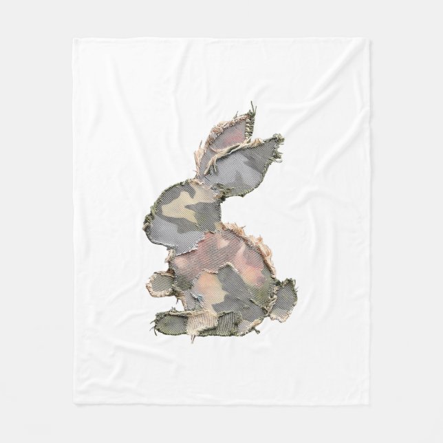 Manta Polar Funny Bunny Crochet Patchwork Camo Rabbit Happy Ea (Anverso)