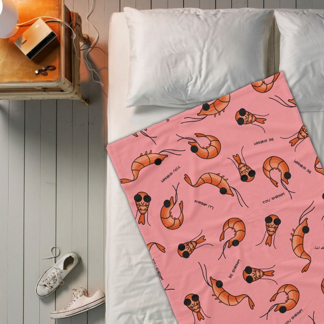 Manta Polar Funny camarón kawaii fleece frazada (add a cool shrimp blanket to your bed)