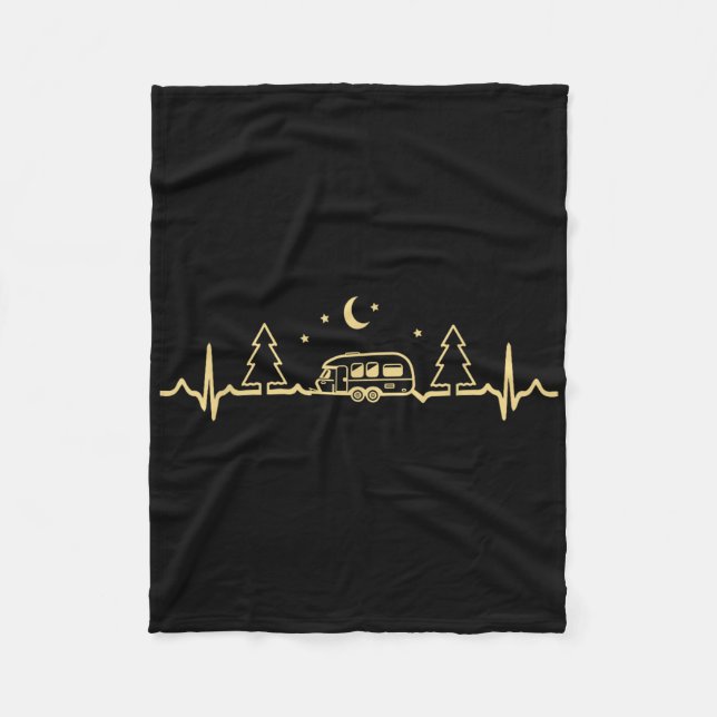 Manta Polar Funny Camping Heartbeat Nature Camper Hiking Men W (Anverso)