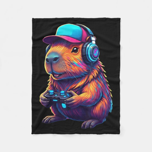 Manta Polar Funny Capybara Gamer Gaming Video Games Capybara  (Anverso)