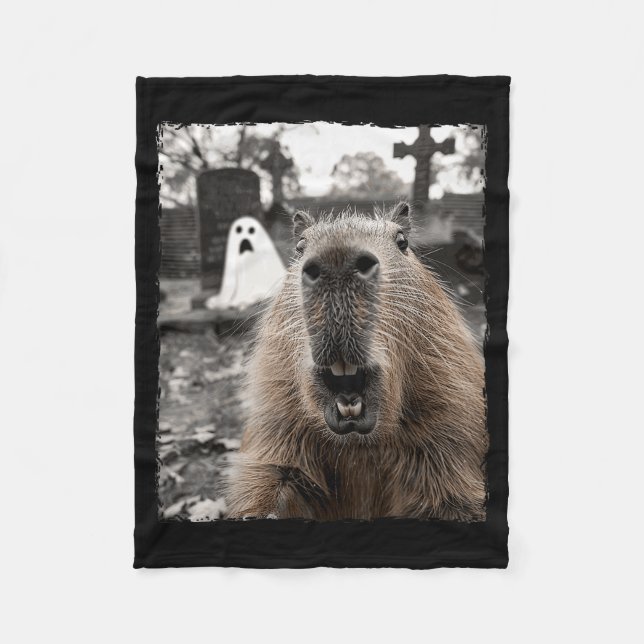 Manta Polar Funny Capybara Halloween Costume  (Anverso)