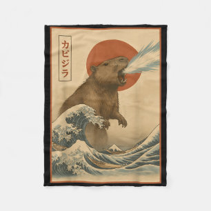 Manta Polar Funny Capybara Ola japonesa Capyzilla Niños Chicas