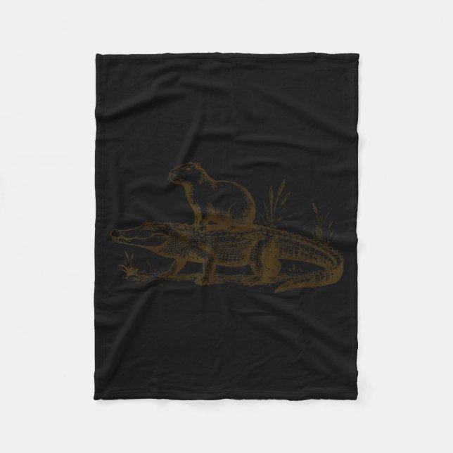 Manta Polar Funny Capybara Riding An Alligator Men Women Capyb (Anverso)