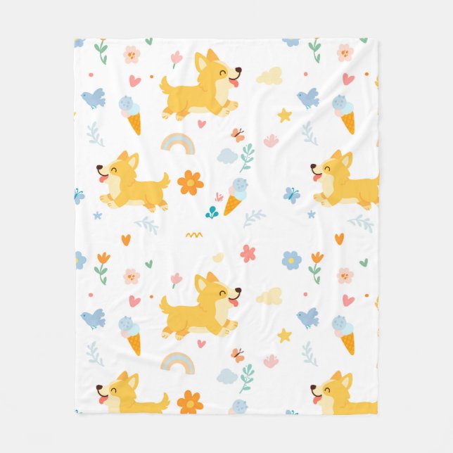 Manta Polar funny cartoon corgis dogs (Anverso)