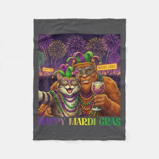 Manta Polar Funny Cat Bigfoot Selfie Mardi Gras Carnival Party (Anverso)