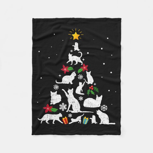 Manta Polar Funny Cat Christmas Tree For Men Women Kids  (Anverso)