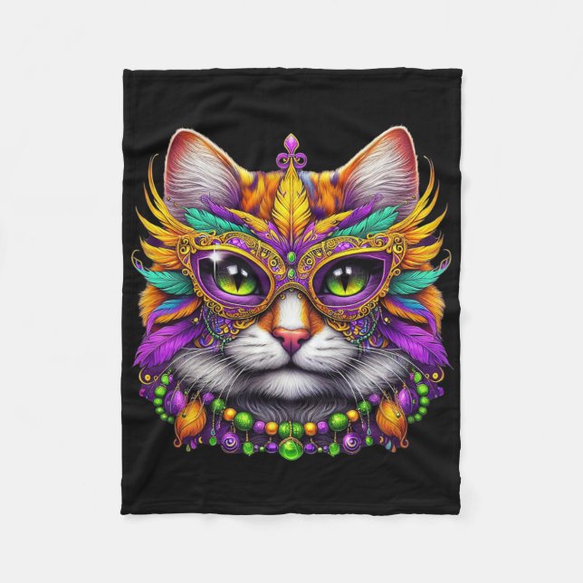 Manta Polar Funny Cat Mardi Gras Funny Mardi Gras Carnival  (Anverso)