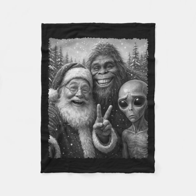 Manta Polar Funny Cat Santa Bigfoot Alien Christmas Selfie Tee (Anverso)
