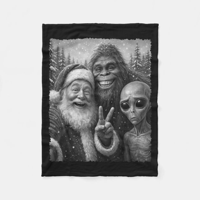 Manta Polar Funny Cat Santa Bigfoot Alien Christmas Selfie Tee (Anverso)