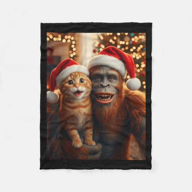 Manta Polar Funny Cat Selfie With Bigfoot Christmas Sasquatch  (Anverso)