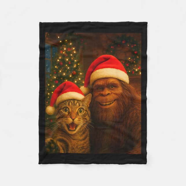Manta Polar Funny Cat Selfie With Bigfoot Christmas Sasquatch  (Anverso)