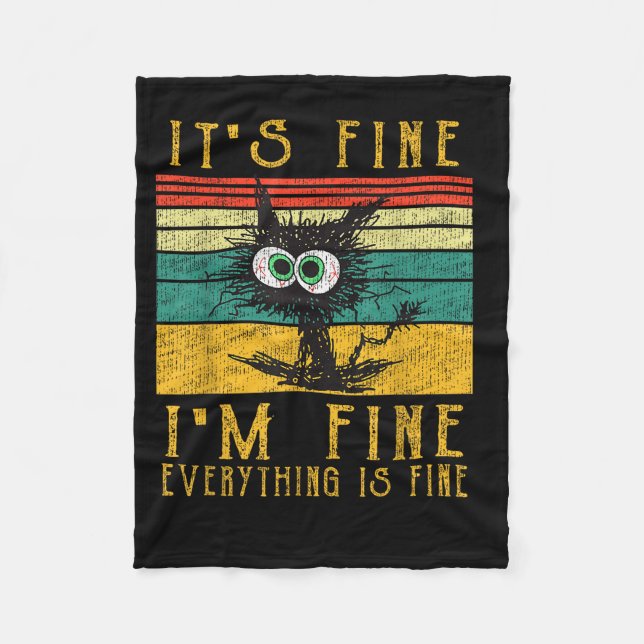 Manta Polar Funny Cat Shirt, It's Fine I'm Fine Everything Is  (Anverso)