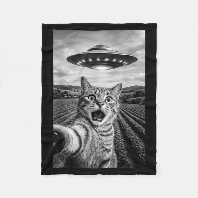 Manta Polar Funny Cat Ufo Alien Bengal Cat Selfie Gift Men Wom (Anverso)