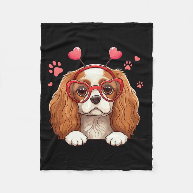 Manta Polar Funny Cavalier King Charles Spaniel Heart Headnd V (Anverso)