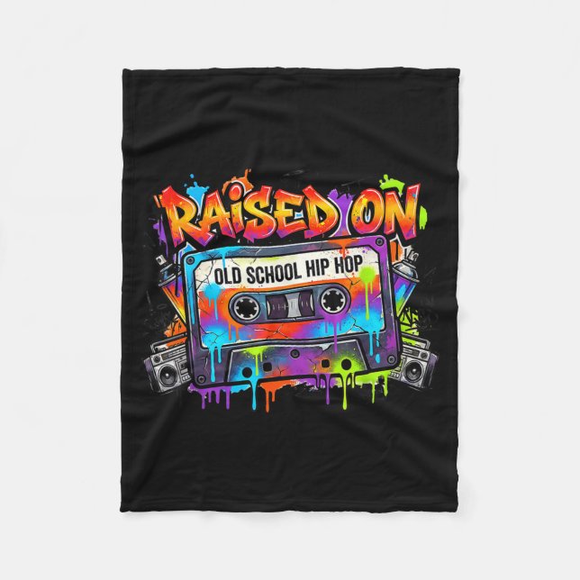 Manta Polar Funny Cette Graffiti 80s 90s Raised On Old School  (Anverso)