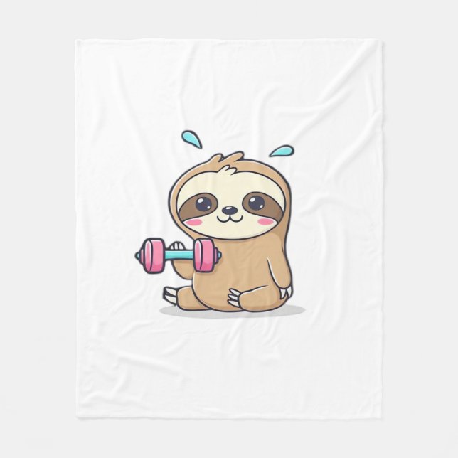 Manta Polar Funny Chibi Sloth Workout Cute Kawaii Gym Personal (Anverso)