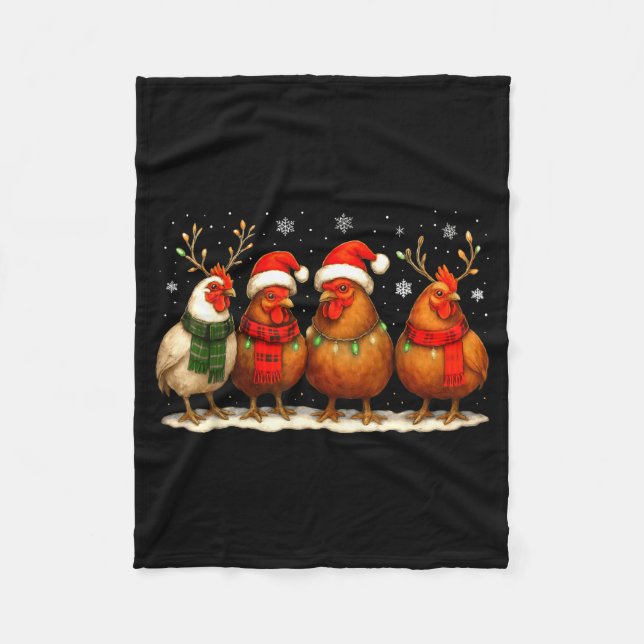 Manta Polar Funny Chicken Christmas Lights Farm Animal Cute Xm (Anverso)