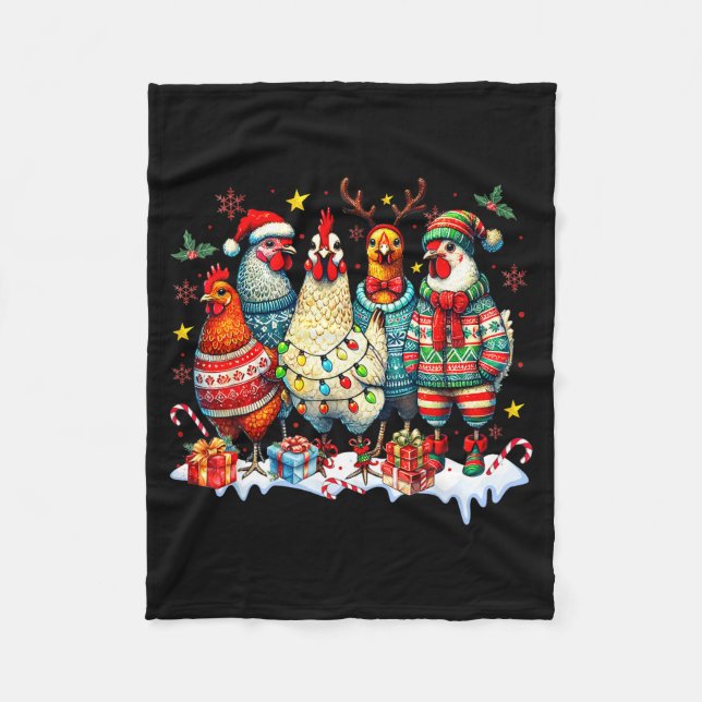 Manta Polar Funny Chicken Christmas Lights Farm Animal Cute Xm (Anverso)