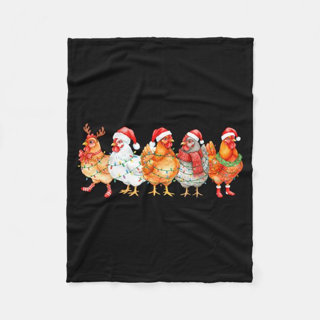 Manta Polar Funny Chicken Christmas Lights Farm Animal Xmas Ho (Anverso)