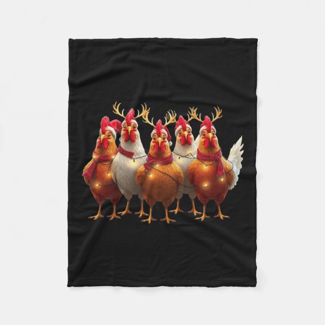 Manta Polar Funny Chicken Navidades Encender Granja Cute Anima (Anverso)