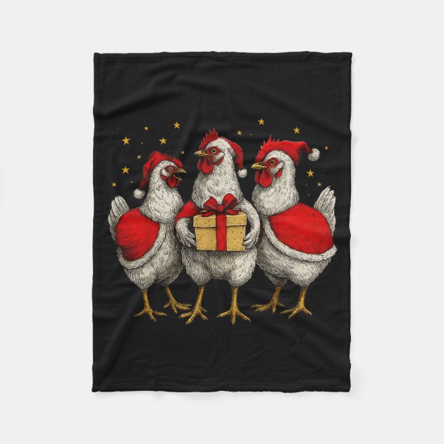 Manta Polar Funny Chicken Santa Xmas Tree Farm Merry Christmas (Anverso)