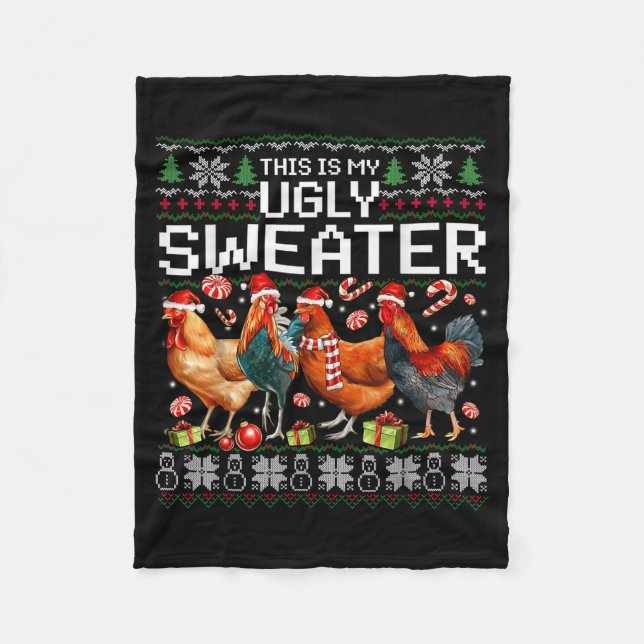 Manta Polar Funny Chicken Ugly Christmas Sweater Holiday Desig (Anverso)